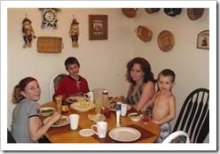 Family eating dinner